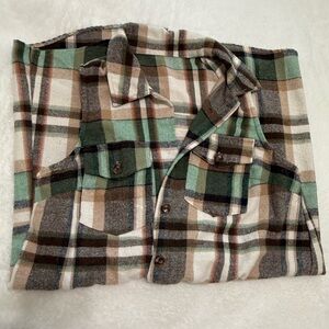 SHEIN Green and Brown Casual Button Down Shirt